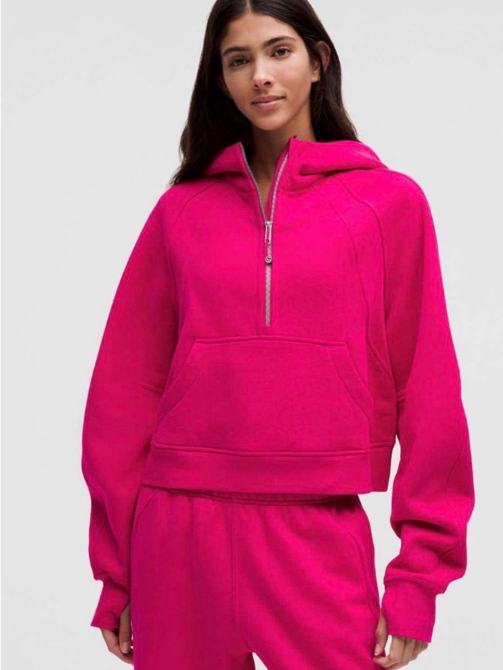 lululemon athletica oversized cropped Half-Zip Hooded Sweatshirt